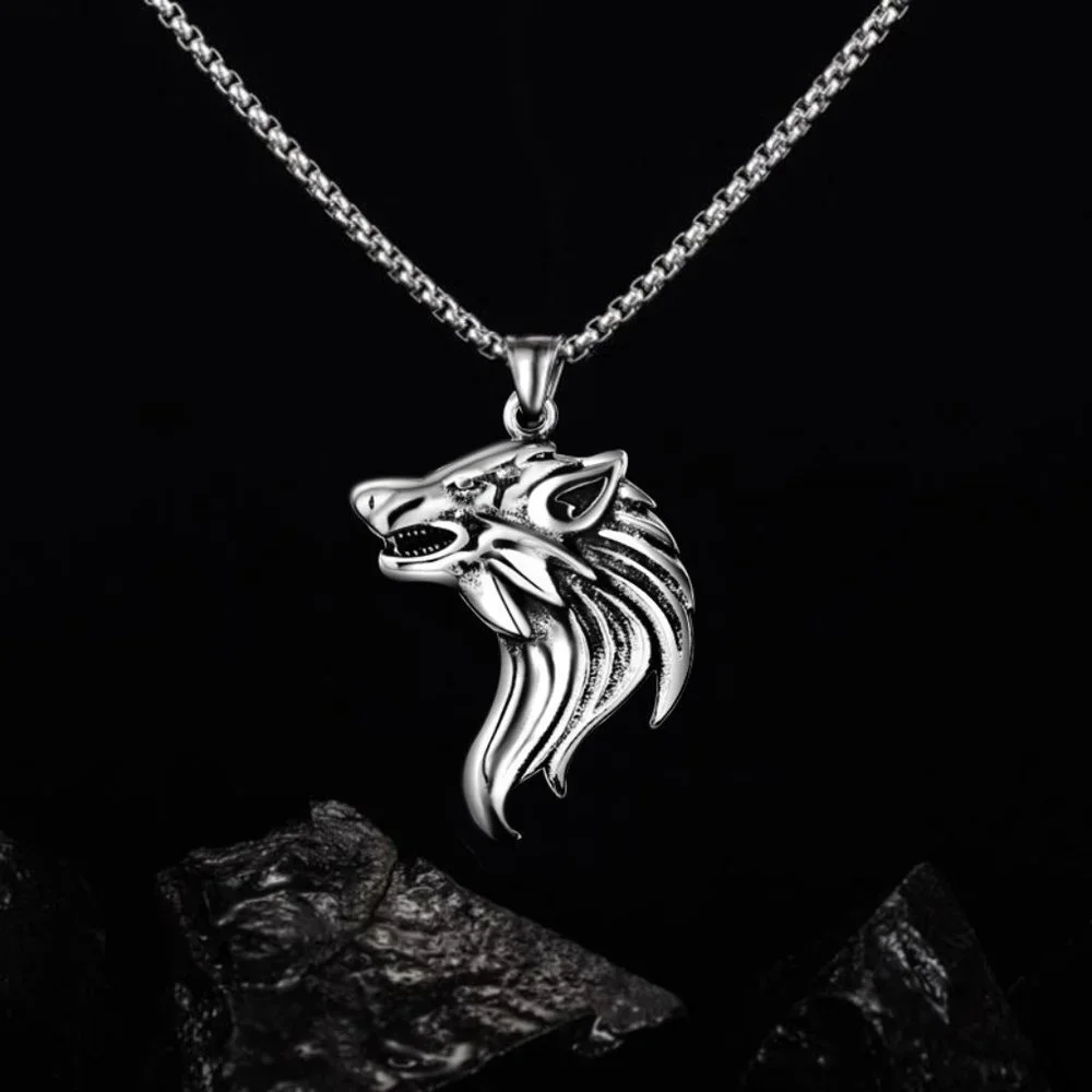 ❤️Viking wolf head fashion pendant necklace for women/men, N90201P182